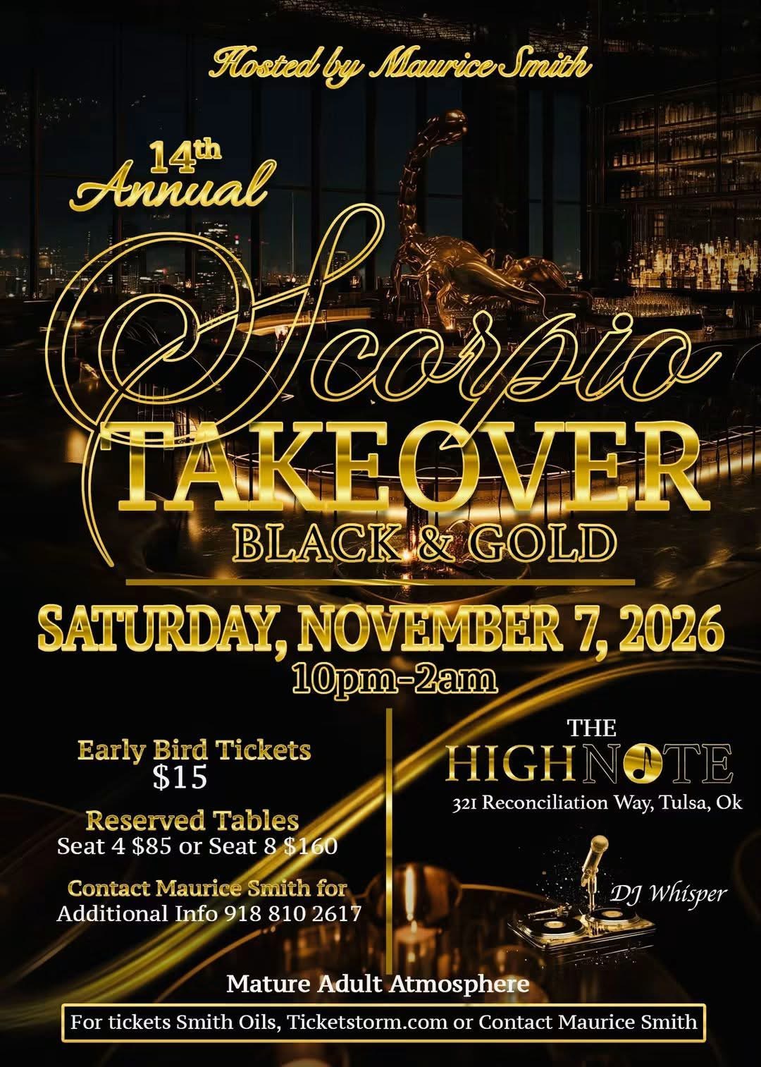 Scorpio Takeover: Black & Gold flyer