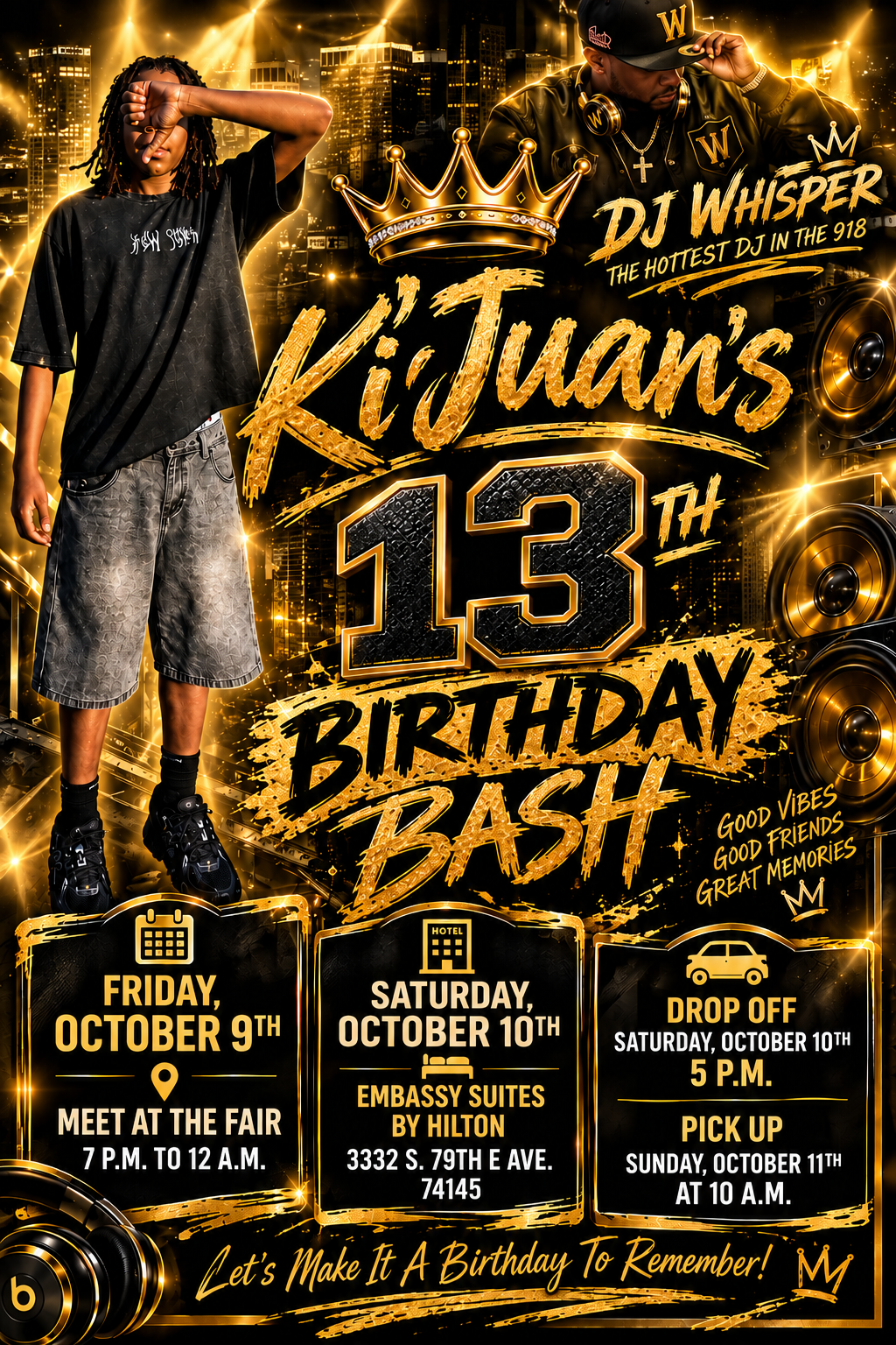 Ki'Juan's 13th Birthday Bash flyer